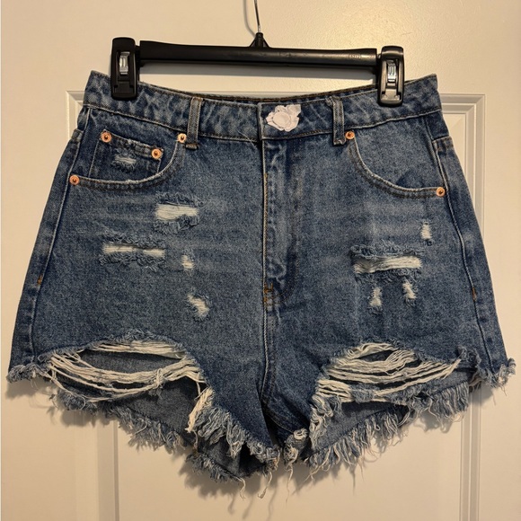 12th Tribe Pants - 12th Tribe Distressed Denim Blue Women's Shorts